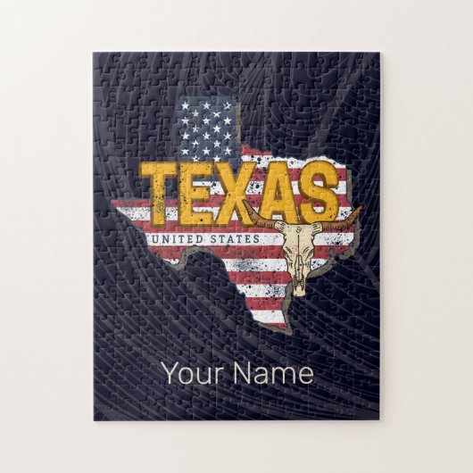 Texas State Verenigde Staten Retrokaart  Verenigde Legpuzzel (Verticaal)
