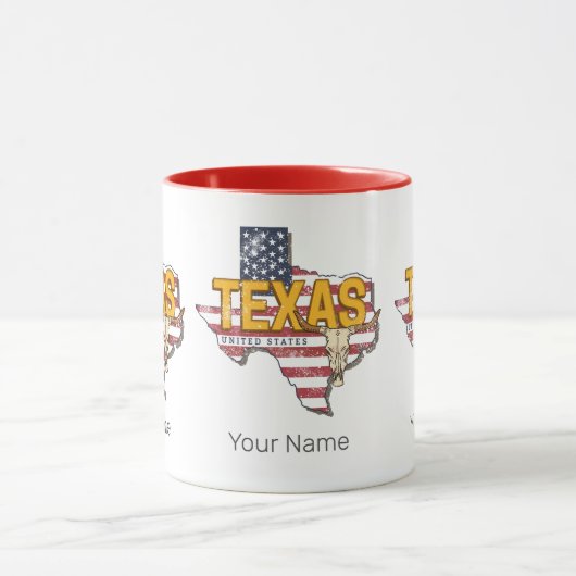 Texas State Verenigde Staten Retrokaart  Verenigde Mok (Midden)