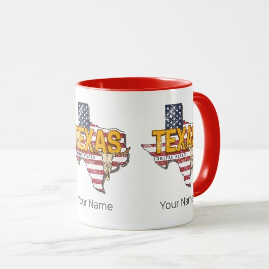 Texas State Verenigde Staten Retrokaart  Verenigde Mok (Voorkant rechts)