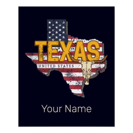 Texas State Verenigde Staten Retrokaart Verenigde Perfect Poster (Voorkant)