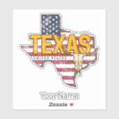 Texas State Verenigde Staten Retrokaart  Verenigde Sticker (Vel)