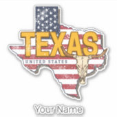 Texas State Verenigde Staten Retrokaart  Verenigde Sticker (Voorkant)