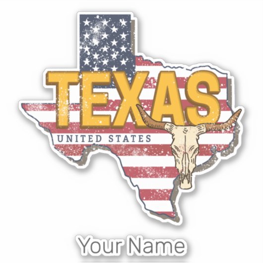 Texas State Verenigde Staten Retrokaart  Verenigde Sticker (Voorkant)