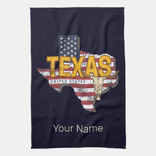 Texas State Verenigde Staten Retrokaart  Verenigde Theedoek