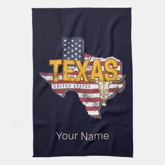 Texas State Verenigde Staten Retrokaart  Verenigde Theedoek (Verticaal)