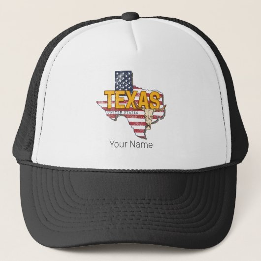Texas State Verenigde Staten Retrokaart  Verenigde Trucker Pet (Voorkant)