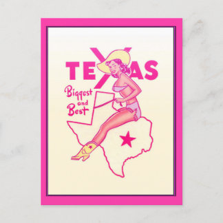 TEXAS State Vintage Travel Pin Up Girl Briefkaart
