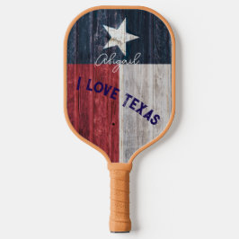 Texas State vlag rustieke stijl personaliseren van Pickleball Paddle
