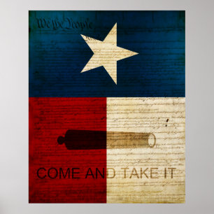 Texas State w/ Alamo Flag Poster