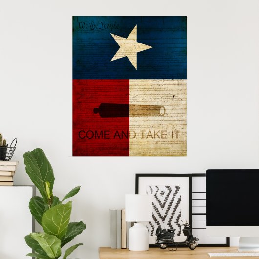 Texas State w/ Alamo Flag Poster (Thuiskantoor)
