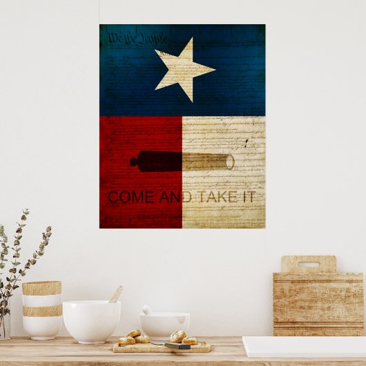 Texas State w/ Alamo Flag Poster (Keuken)