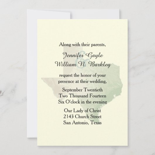 Texas State Wedding Invitation 2 Kaart (Voorkant)