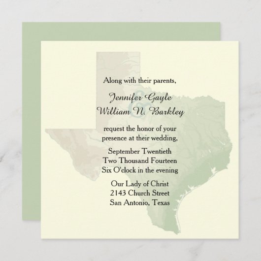Texas State Wedding Invitation Kaart (Voorkant / Achterkant)