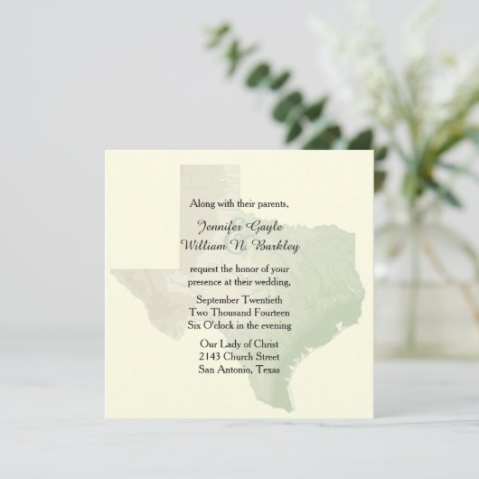 Texas State Wedding Invitation Kaart (Staand voorkant)