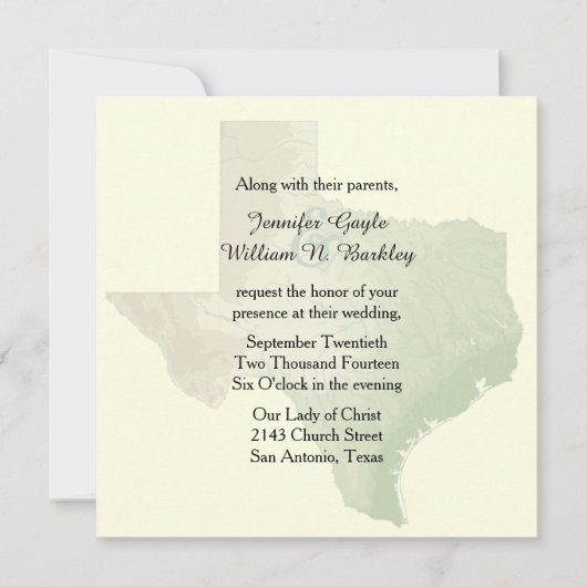 Texas State Wedding Invitation Kaart (Voorkant)