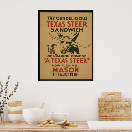 Texas Steer Poster (Keuken)