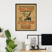 Texas Steer Poster (Thuiskantoor)