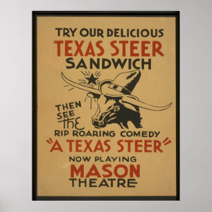 Texas Steer Poster