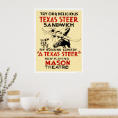 Texas Steer Sandwich 1938 WPA Poster (Keuken)