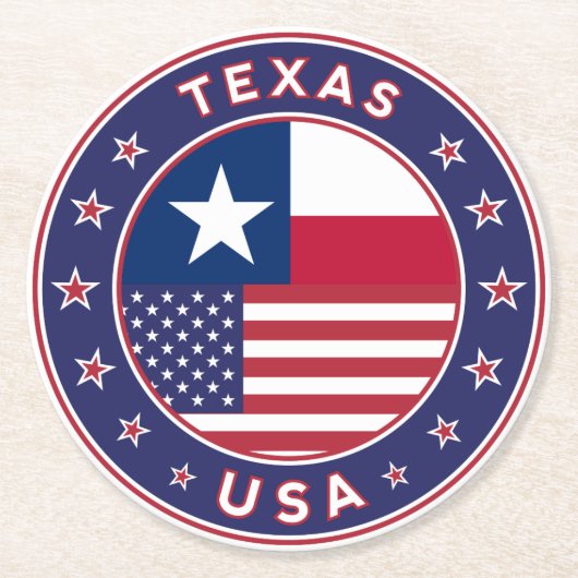 Texas sticker, phone case, tote bag ronde kartonnen onderzetter (Voorkant)