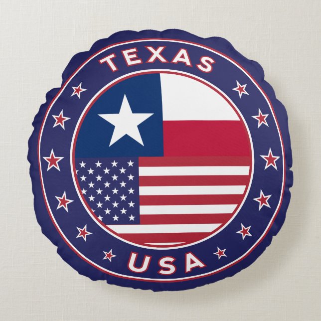 Texas sticker, telefooncel, canvas tas rond kussen (Voorkant)