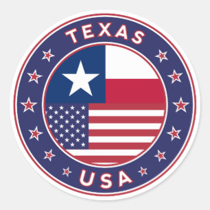 Texas sticker, telefooncel, canvas tas ronde sticker
