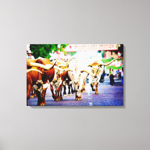 Texas Stockyards Canvas Afdruk