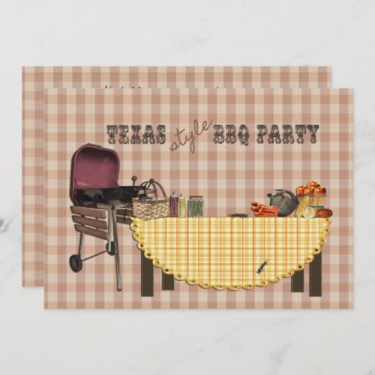 Texas Style BBQ Party Kaart (Voorkant / Achterkant)