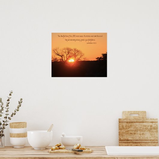 Texas Sunrise, Scripture Quote van Lamentations Poster (Keuken)