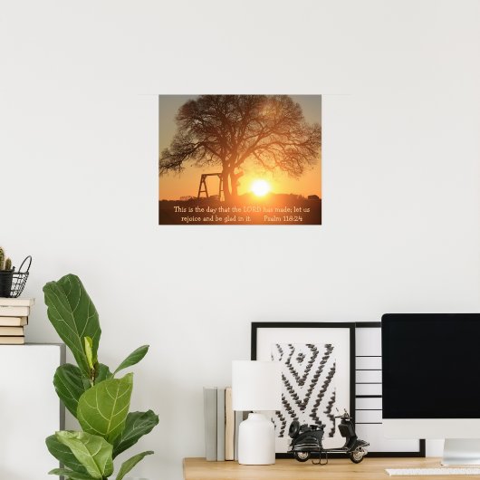 Texas Sunrise w/ Verse vanaf Psalm 118:24 Poster (Thuiskantoor)