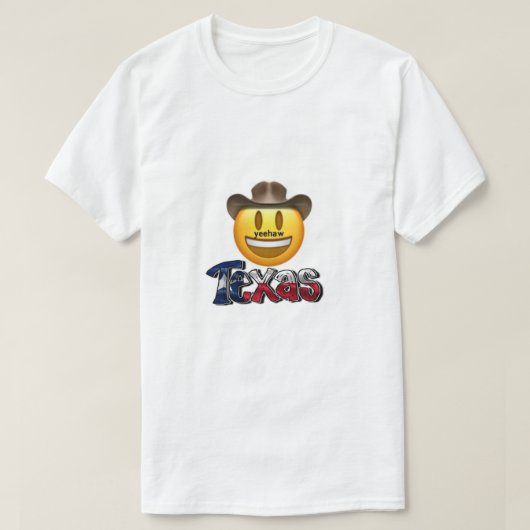 Texas t shirt white emoji cowboy (Design voorkant)