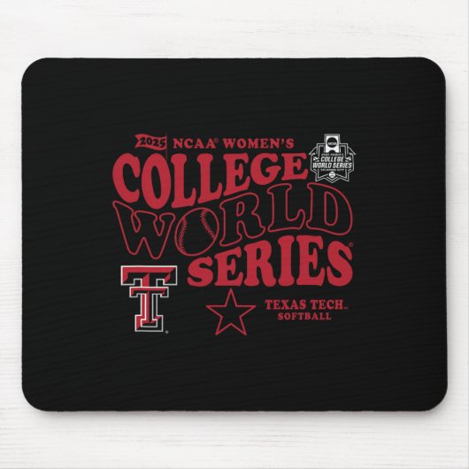 Texas Tech Red Raiders Wcws 2025 Softbal Zwart Muismat (Voorkant)