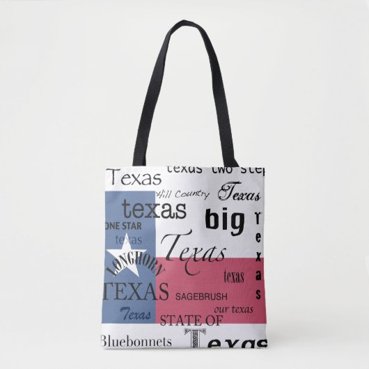 Texas Text Design-with Texas Flag Tote Bag (Voorkant)