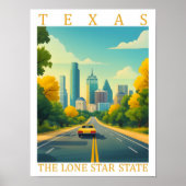 Texas the Lone Star State USA Travel Place Poster (Voorkant)