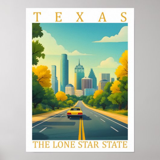 Texas the Lone Star State USA Travel Place Poster (Voorkant)