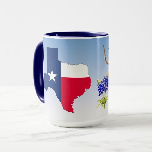 Texas-thema op blues, mok (Voorkant links)