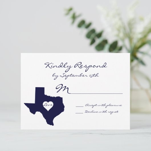 Texas Theme Navy Wedding RSVP-kaarten RSVP Kaartje (Staand voorkant)