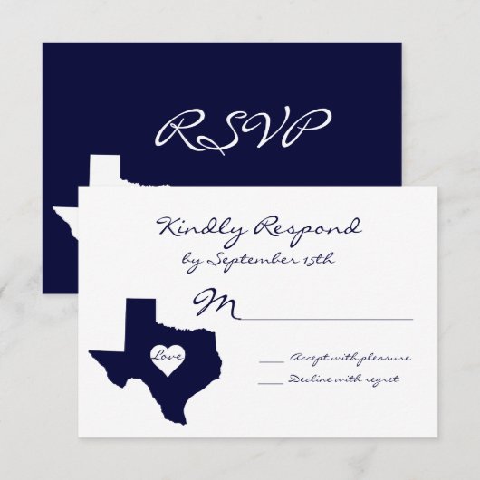 Texas Theme Navy Wedding RSVP-kaarten RSVP Kaartje (Voorkant / Achterkant)