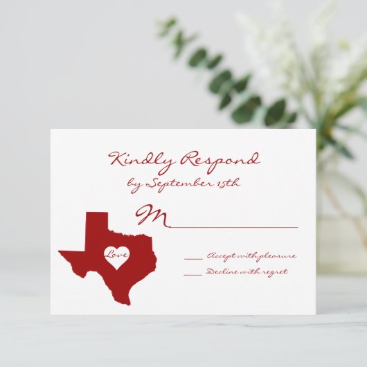 Texas Theme Red White Wedding RSVP-kaarten RSVP Kaartje (Staand voorkant)