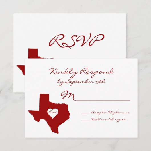 Texas Theme Red White Wedding RSVP-kaarten RSVP Kaartje (Voorkant / Achterkant)