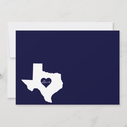 Texas Thleed Navy White Wedding Invitations Kaart (Achterkant)