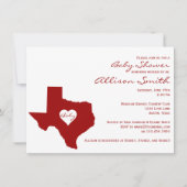 Texas ThMED Red White Baby Shower-uitnodigingen Kaart (Voorkant)