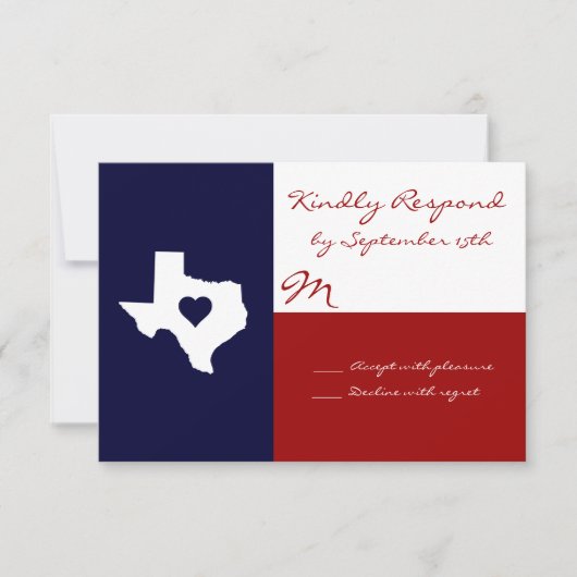 Texas ThMED Red White Blue Weddenschap RSVP-kaarte RSVP Kaartje (Voorkant)