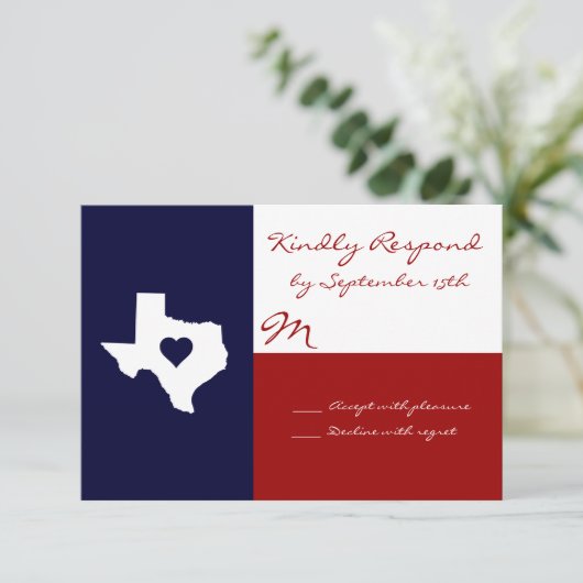 Texas ThMED Red White Blue Weddenschap RSVP-kaarte RSVP Kaartje (Staand voorkant)