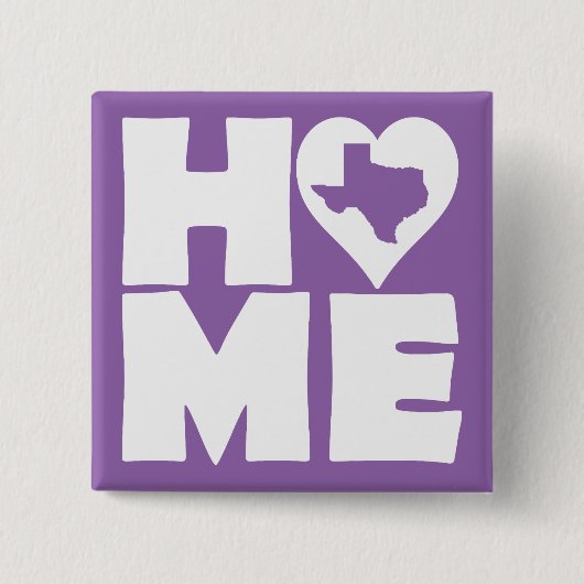 Texas Thuis Hart Staat Knop Badge Speld Vierkante Button 5,1 Cm (Voorkant)