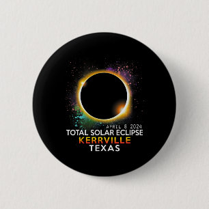 Texas Totaal Zonsverduistering April 8 2024 Ronde Button 5,7 Cm