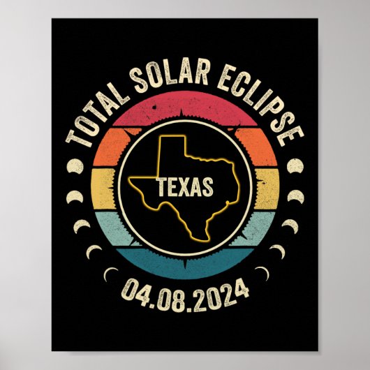 Texas Total Solar Eclipse 2024 Amerikaanse totalit Poster (Voorkant)