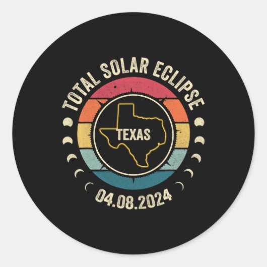 Texas Total Solar Eclipse 2024 Amerikaanse totalit Ronde Sticker (Voorkant)