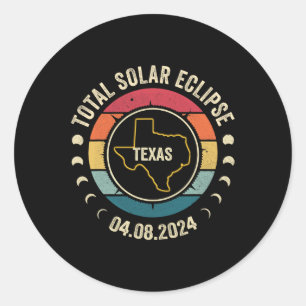 Texas Total Solar Eclipse 2024 Amerikaanse totalit Ronde Sticker