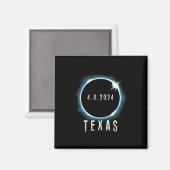 Texas Total Solar Eclipse 2024 Blauw April 8 Manne Magneet (Voorkant / Achterkant)